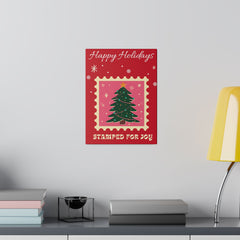 Happy Holidays, Stamped for Joy, Christmas decor Matte Canvas, Stretched, 0.75"