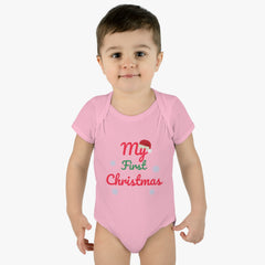 My First Christmas Infant Baby Rib Bodysuit for Christmas and Holidays