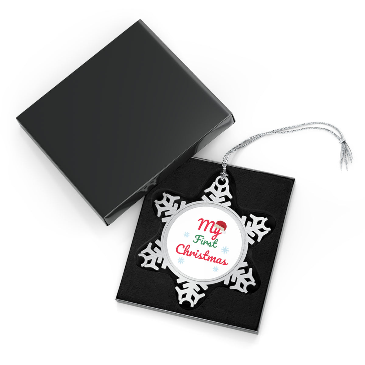 Personalized Pewter Snowflake Ornament Customize with Name/ Text/ Picture