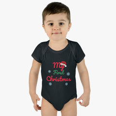 My First Christmas Infant Baby Rib Bodysuit for Christmas and Holidays