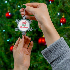 Personalized Pewter Snowflake Ornament Customize with Name/ Text/ Picture