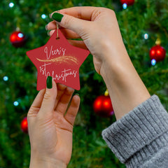 "First Christmas", Custom Ceramic Ornament for Baby's First Christmas with Name, Round/Star/Snowflake Shapes