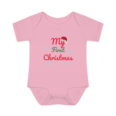 My First Christmas Infant Baby Rib Bodysuit for Christmas and Holidays