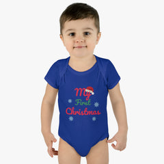 My First Christmas Infant Baby Rib Bodysuit for Christmas and Holidays