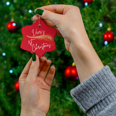 "First Christmas", Custom Ceramic Ornament for Baby's First Christmas with Name, Round/Star/Snowflake Shapes