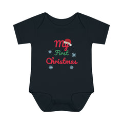 My First Christmas Infant Baby Rib Bodysuit for Christmas and Holidays