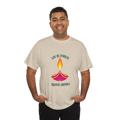 Festive T-Shirt - Lit in Peace, Happy Diwali Unisex Cotton Tee for Men & Women