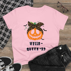 Women's Funny T-Shirt for Halloween in Pink - "Hallo-queen '23"