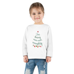 "I am Being Nice Not Naughty" Christmas, Holidays, Toddler Long Sleeve Tee