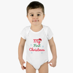 My First Christmas Infant Baby Rib Bodysuit for Christmas and Holidays