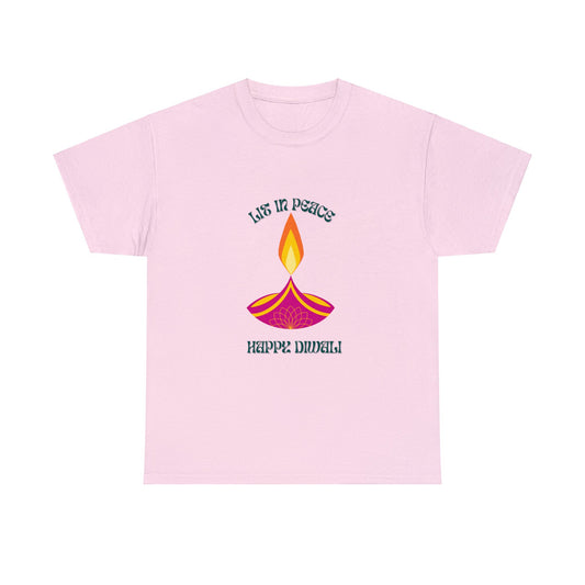 Festive T-Shirt - Lit in Peace, Happy Diwali Unisex Cotton Tee for Men & Women