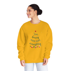 "I am Being Nice Not Naughty" Christmas, Holidays, Crewneck Unisex Sweatshirt