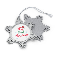 Personalized Pewter Snowflake Ornament Customize with Name/ Text/ Picture