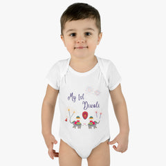 My 1st Diwali, Happy Diwali Infant Baby Rib Bodysuit - First Diwali