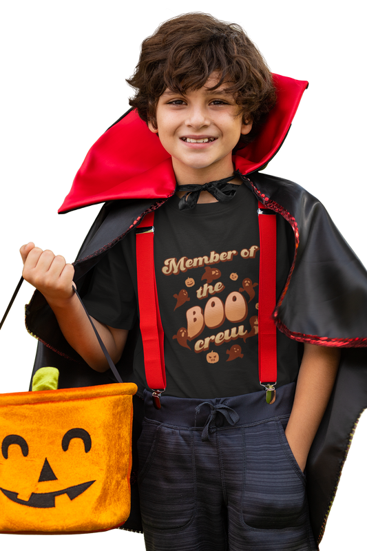 Halloween Funny T-shirts For Kids - Member of the Boo Crew (Black Heather)