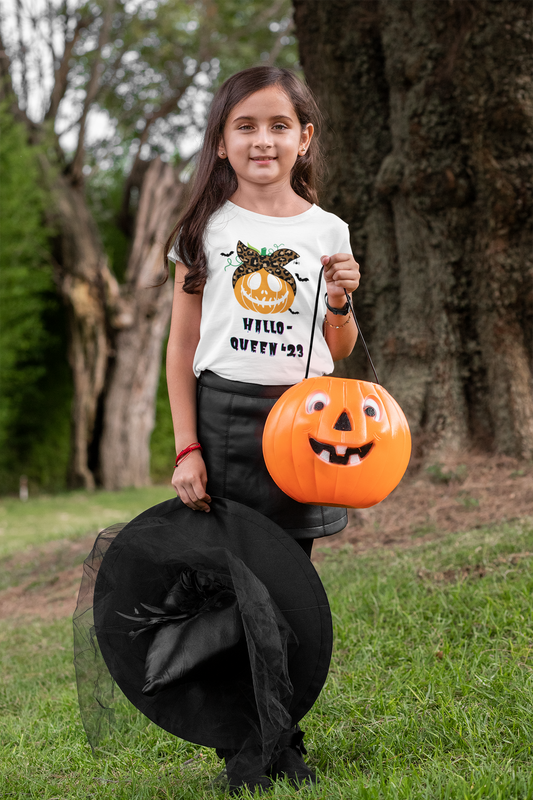 Halloween Funny T-shirts For Kids/Girls - "Hallo-queen '23"