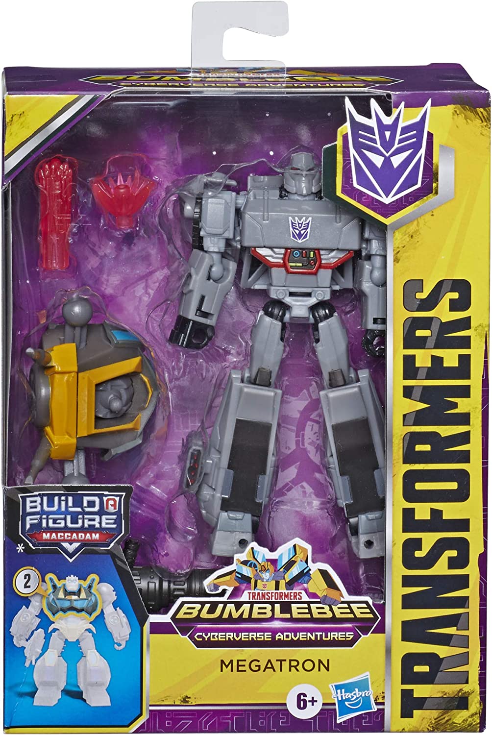 Transformers Toys Cyberverse Deluxe Class Megatron Action Figure, Fusion Mega Shot Attack Move and Build-A-Figure - toyzverse