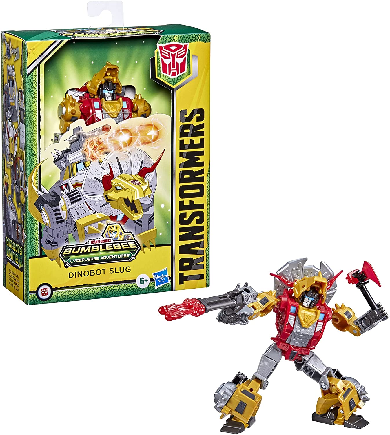 Transformers Bumblebee Cyberverse Adventures Deluxe Class Dinobot Slug Action Figure, Blaster Fire Fury Action Attack - toyzverse