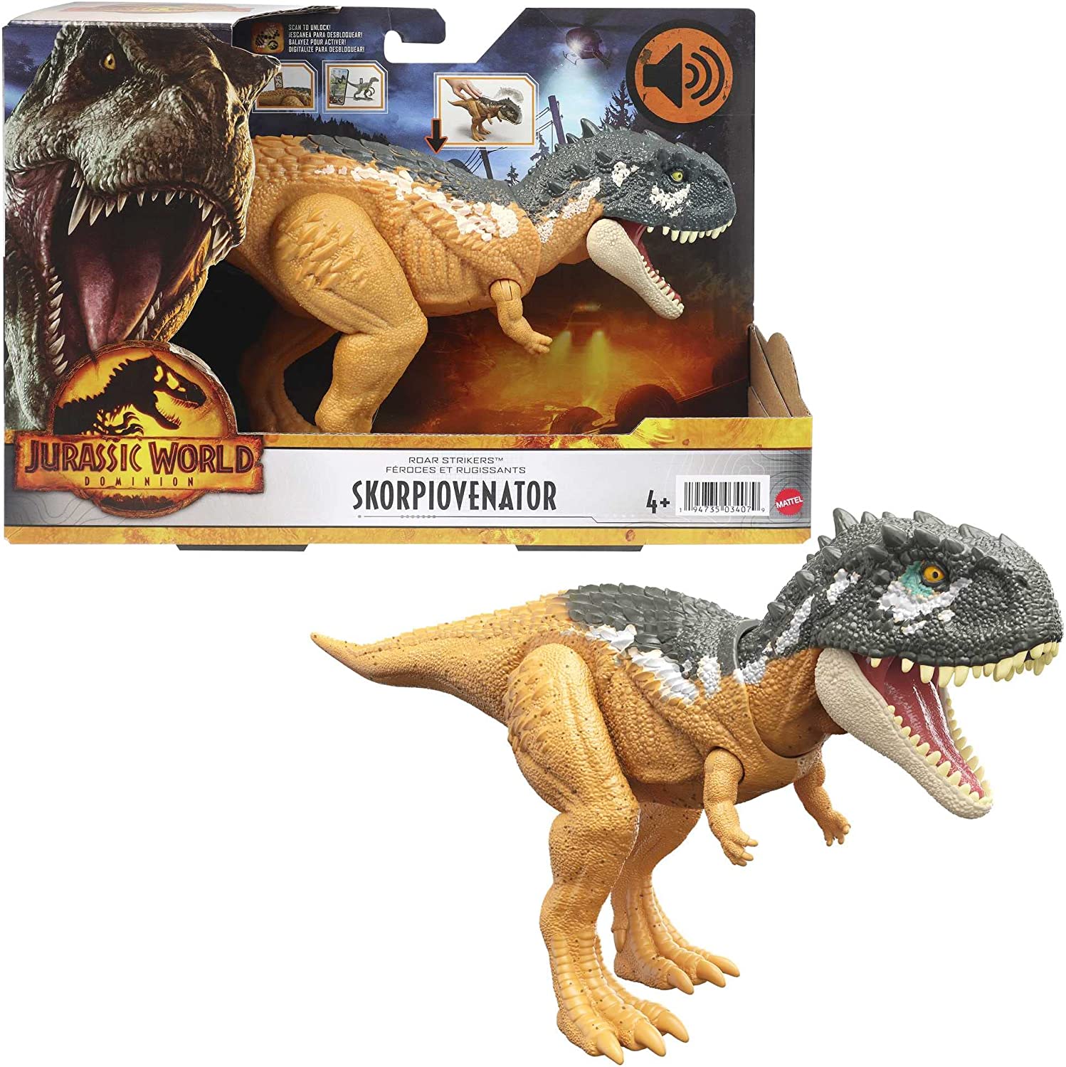 Jurassic World: Dominion Roar Strikers Dinosaur Action Figures with Roar Sound & Species Specific Attack Action - toyzverse